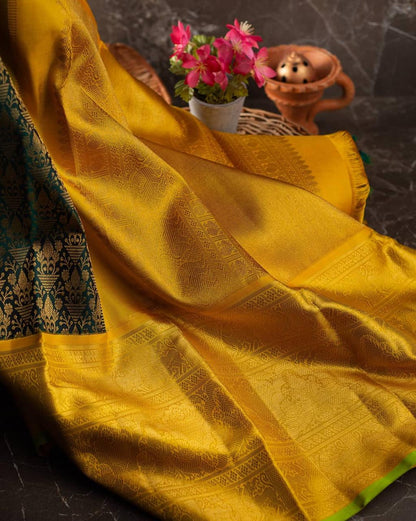 Shruti Yellow-Green Kanchipuram Saree