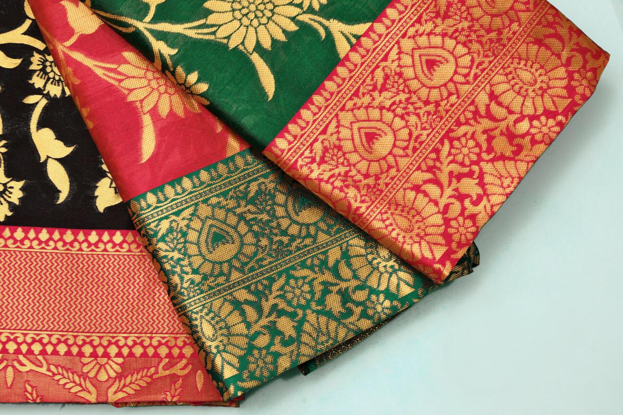 Ketki Traditional  Soft Silk Sari With Attached Blouse