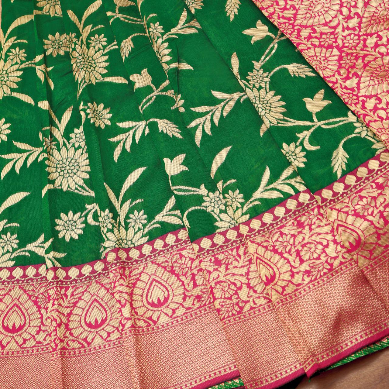 Ketki Traditional  Soft Silk Sari With Attached Blouse