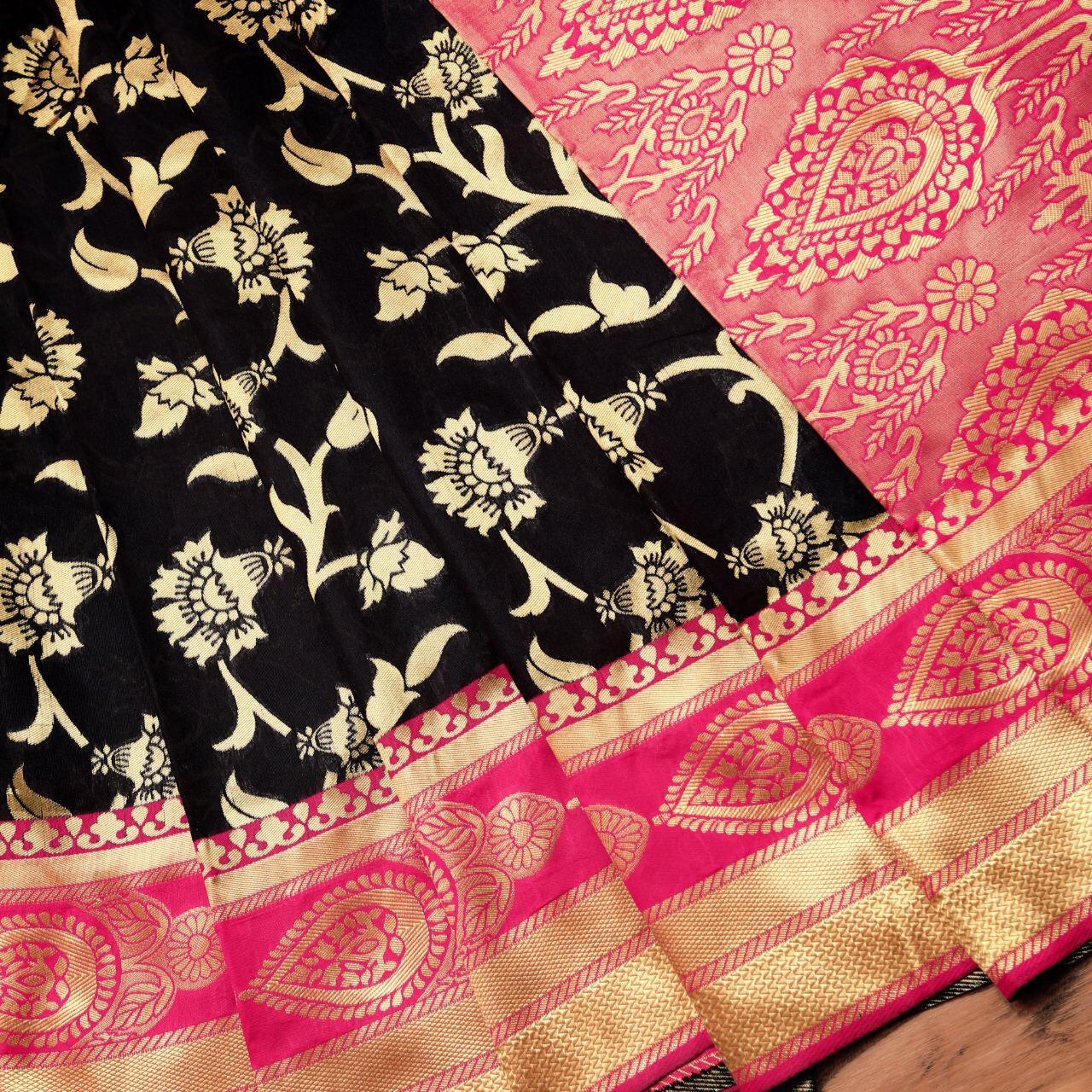 Ketki Traditional  Soft Silk Sari With Attached Blouse