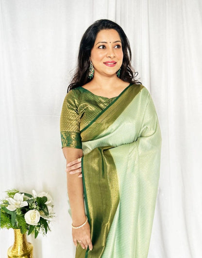 HENI PISTA TRADITIONAL KANCHI SOFT SILK SARI WITH ATTACHED BLOUSE