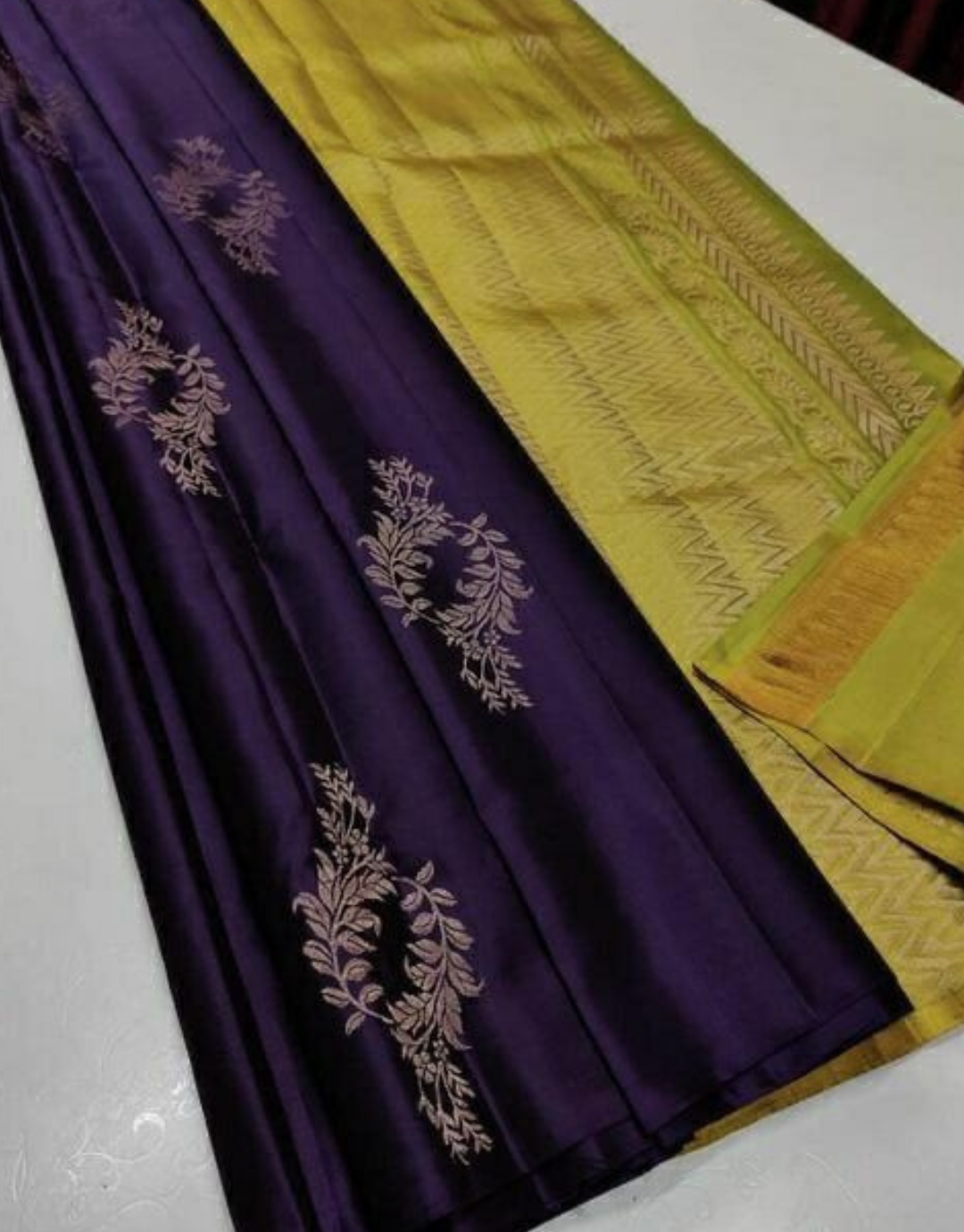 Hetal Purple-Mustard Yellow Soft Silk Saree