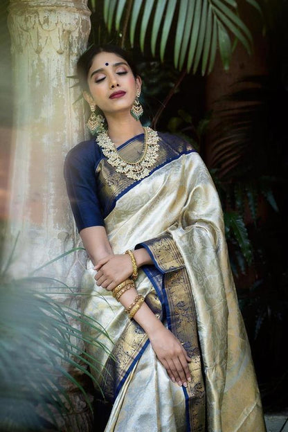 Kiana Tealish Blue Kanchipuram Saree